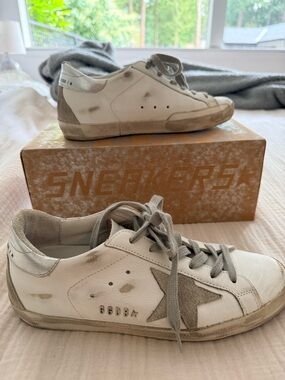 Golden Goose Style White & Gray Star Sneakers